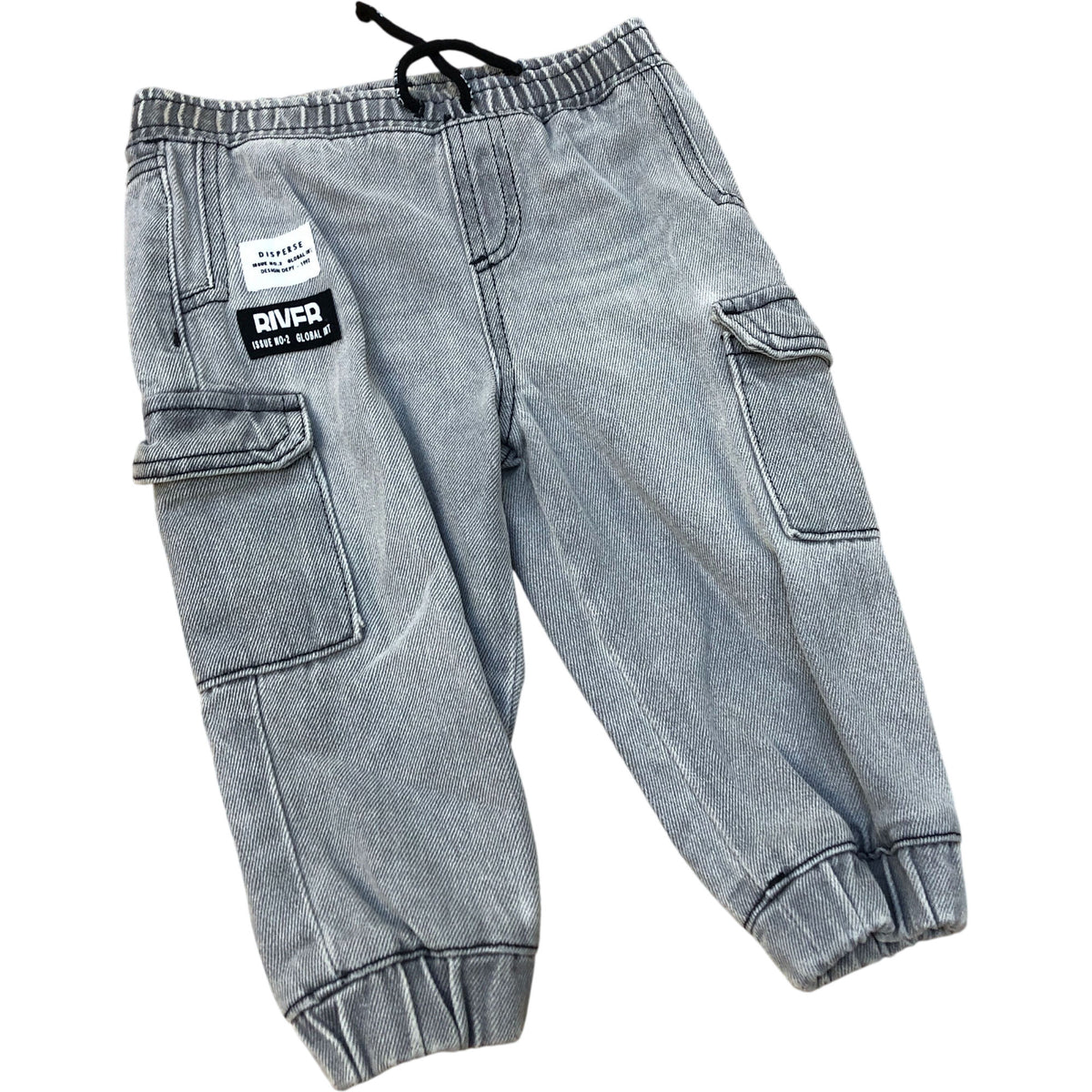 River Island Baby Cargo Pants 100 Cotton Grey Casual Trousers 12-18 Months