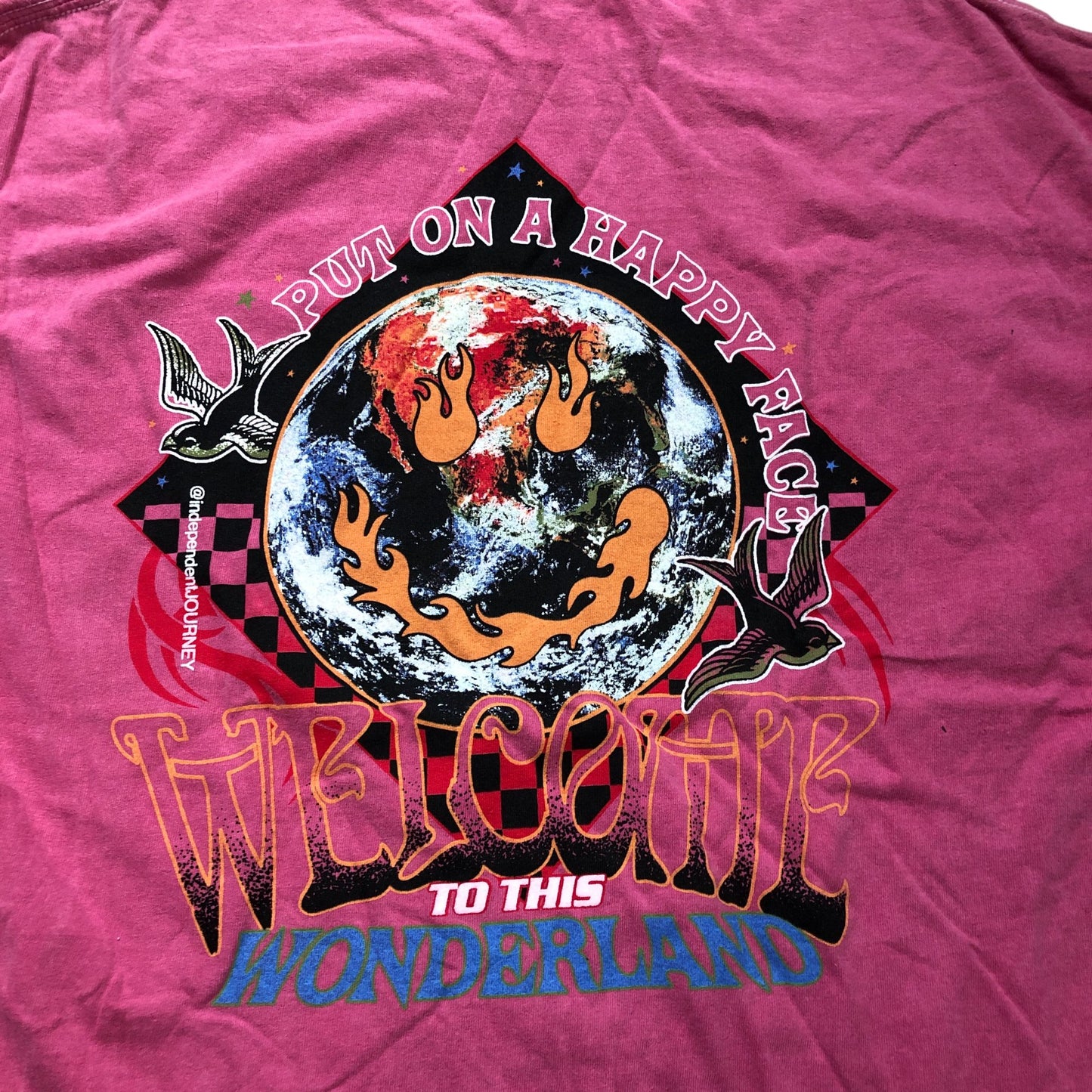 Vintage Look Pink Independent Journey Graphic Tee T Shirt M