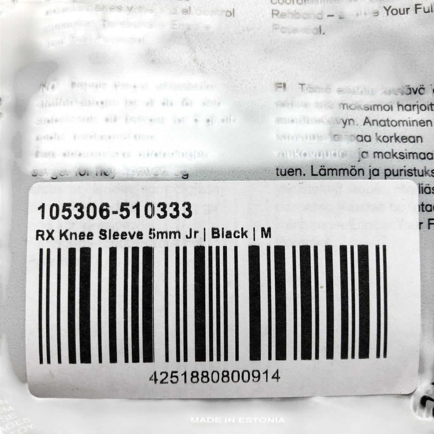 REHBAND 5mm RX Knee Single Sleeve M Junior Black Knee Support Fitness