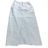 River Island UK6 Women's White Denim Midi Skirt High Waisted Split Hem