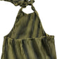 River Island Halter Neck Dress UK Small Women's Pleated Green