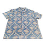 River Island Short Sleeve Shirt M Men's Crochet Zigzag Pattern Blue Pink