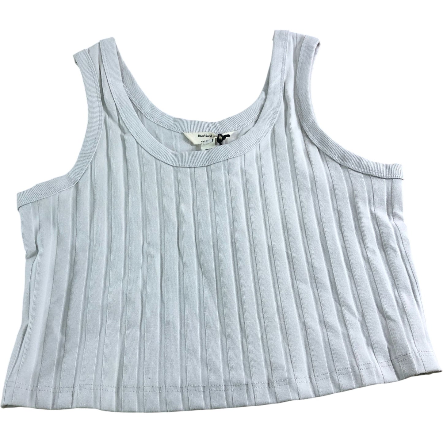 River Island Ribbed Crop Top Size UK L Women's Light Grey Relaxed Fit