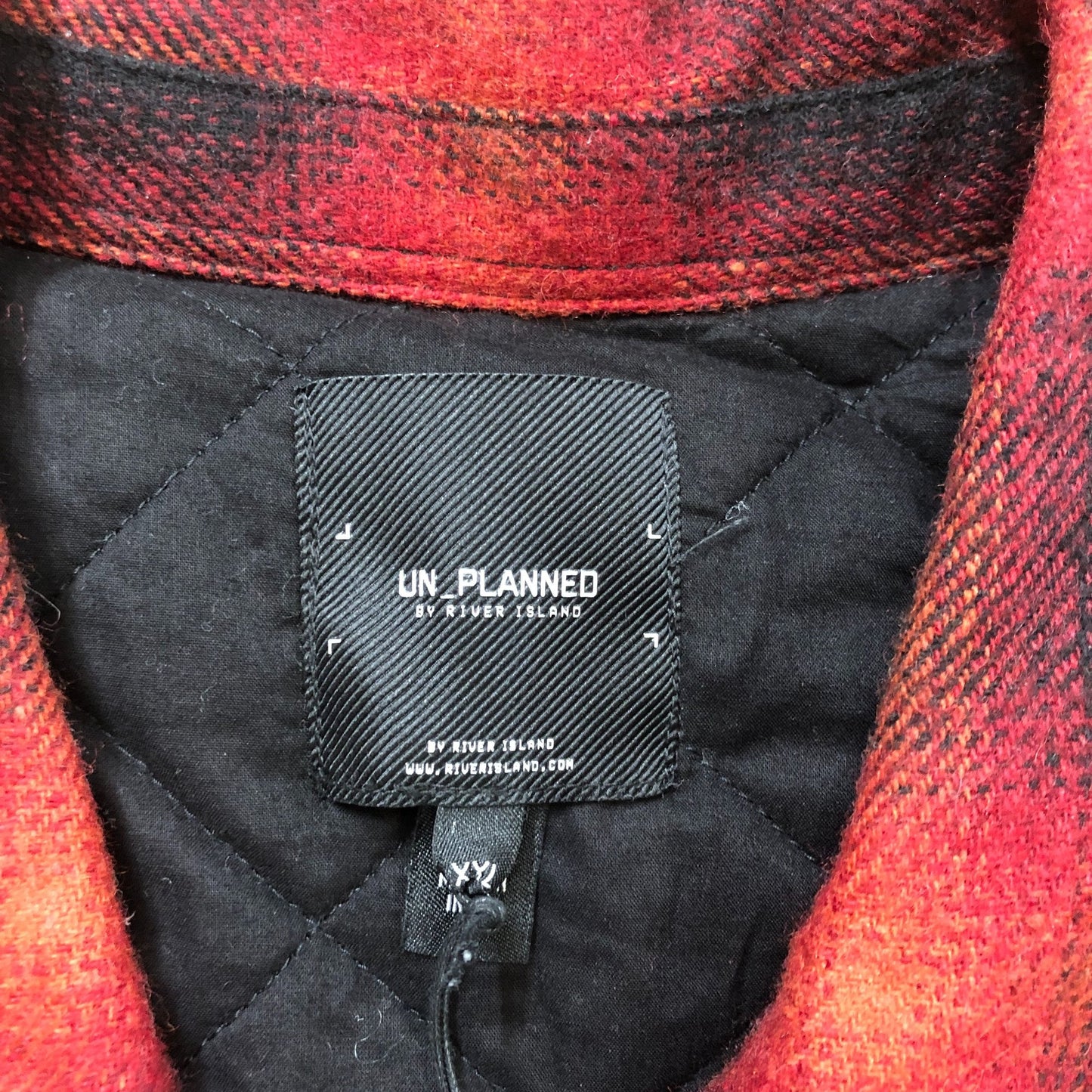 River Island Red Black Checked Overshirt XXL Men's Casual Flannel Jacket