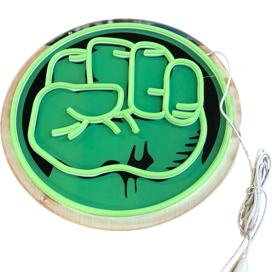 LED Neon Hulk Fist Wall Sign Compact Design Powered via USB Decorative Light