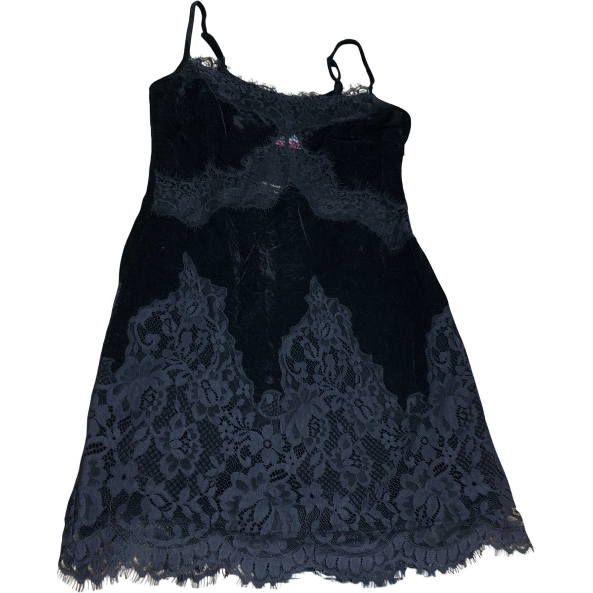 River Island Lace Detail Slip Dress UK8 Women's Black Velvet