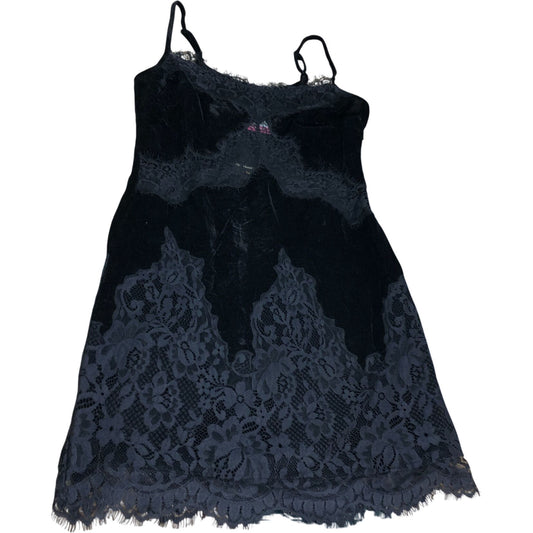 River Island Lace Detail Slip Dress UK8 Women's Black Velvet