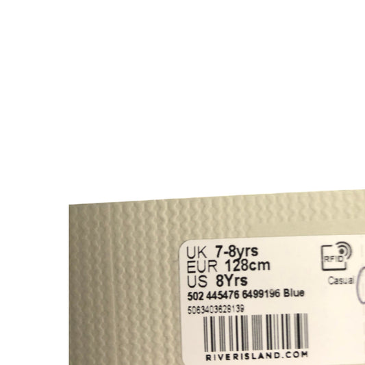 River Island Blue Green Wave Pattern Sleeveless Dress 7-8 Girls Casual Summer