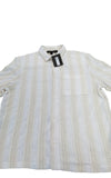 River Island L Button Up Shirt New White Striped Casual Men's Top