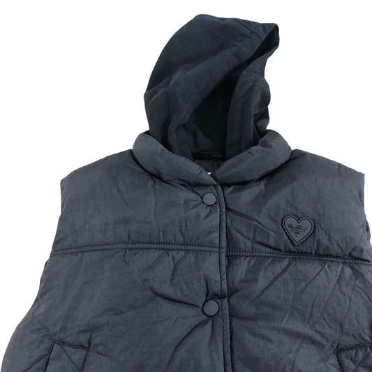 River Island Padded Hooded Vest UK7-8 Years Kids Black Outerwear
