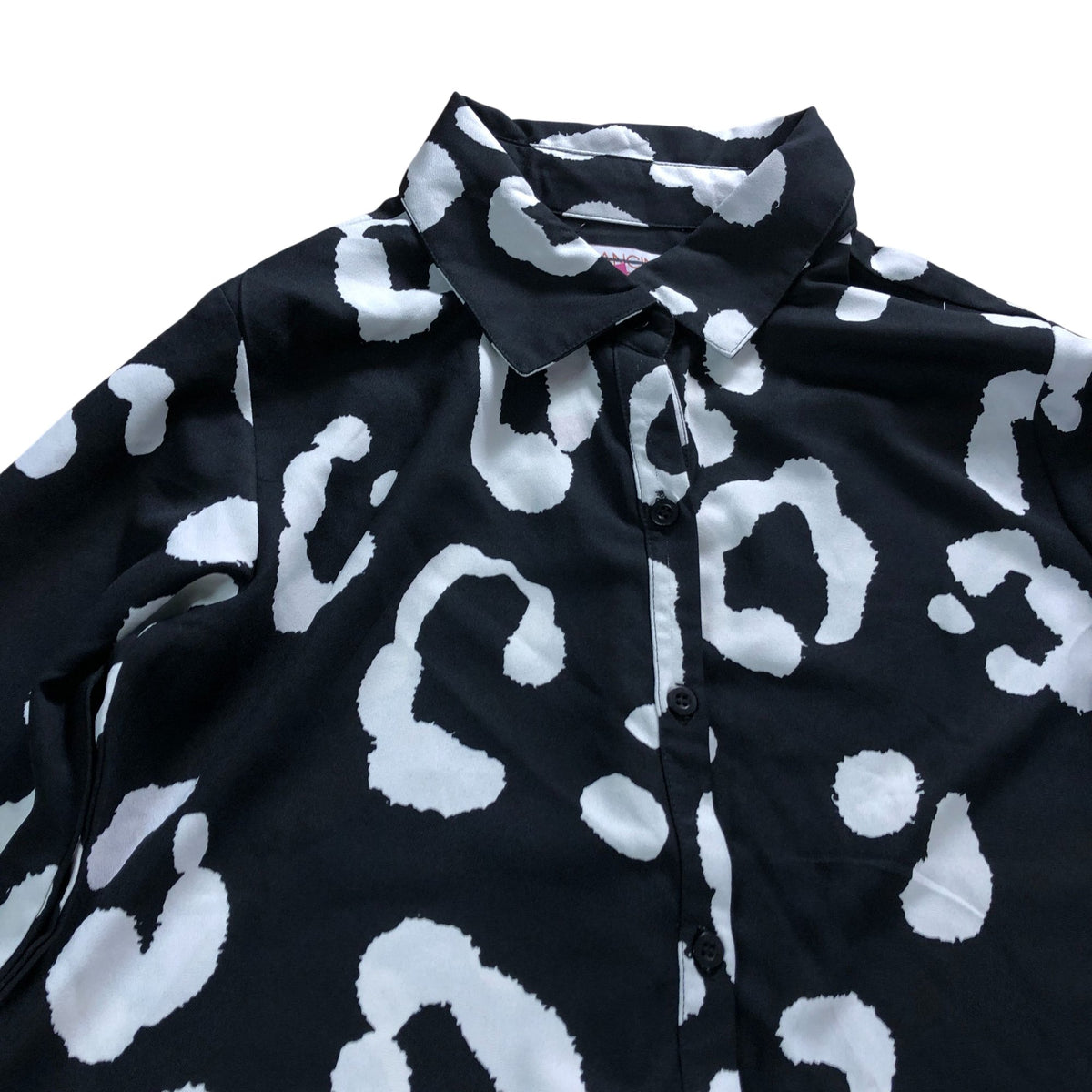 Dancing Leopard UK10 Women's Black White Leopard Print Shirt Dress