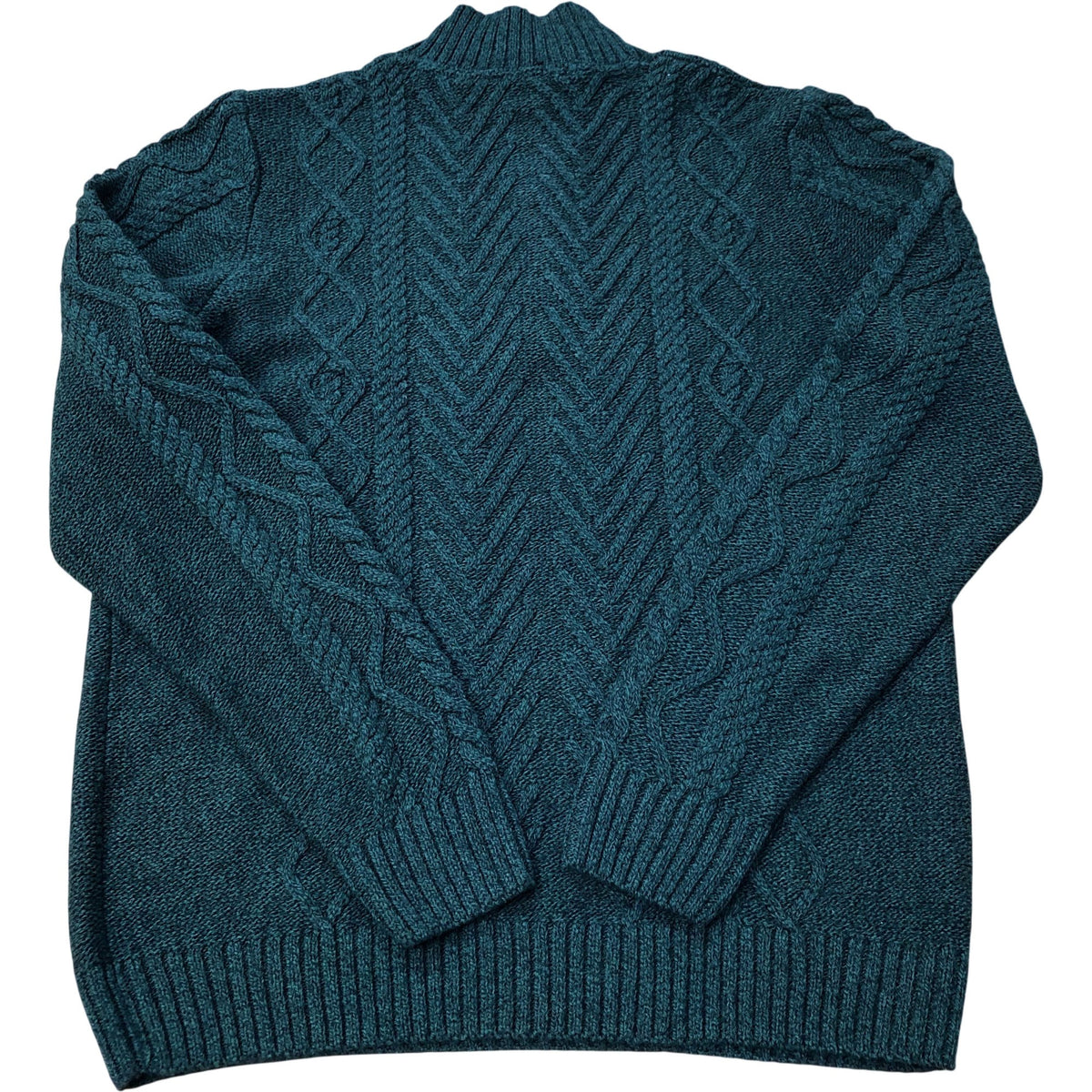 Crew Clothing Company Quarter Zip Neck Cable Sweater Dark Green Size M
