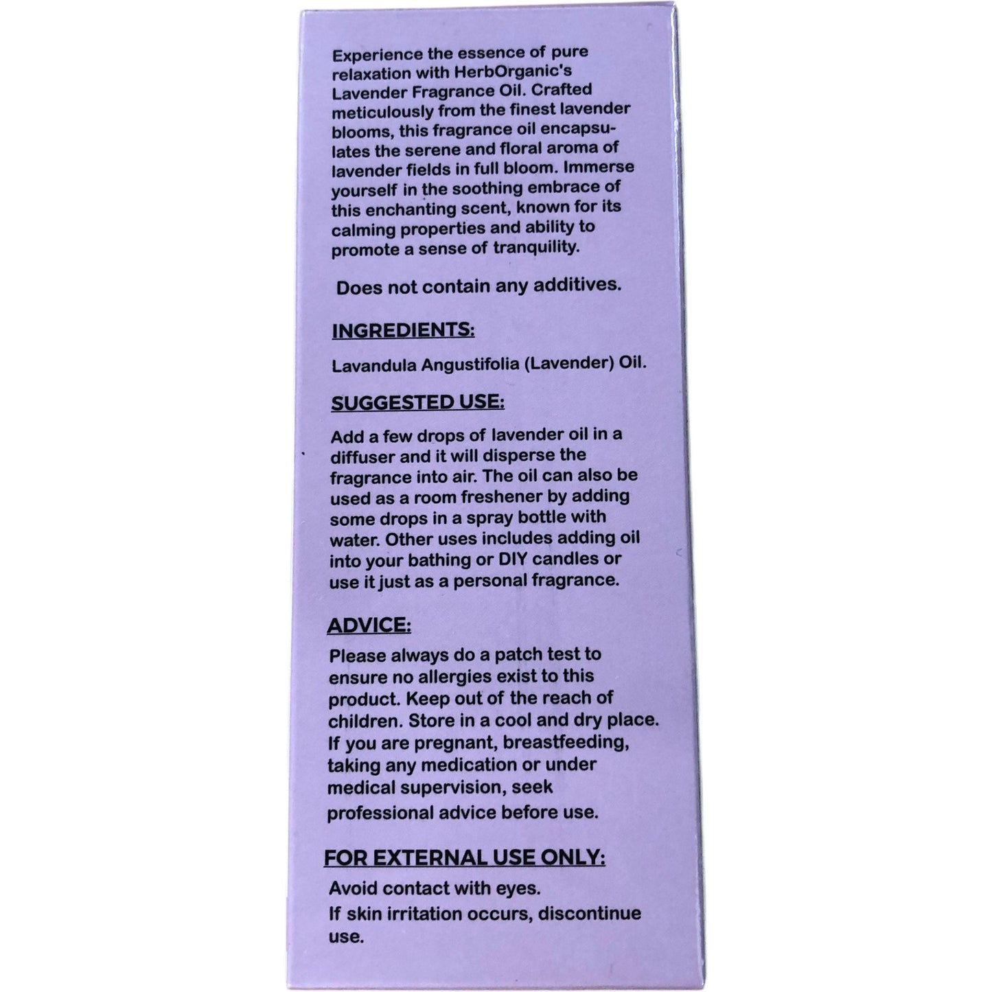 HERBORGANIC Lavender Fragrance Oil 100ml Premium Grade 100 Percent Pure Organic