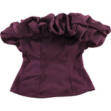 River Island Ruffle Top XS Women's Burgundy Stretchy Short Sleeve Blouse