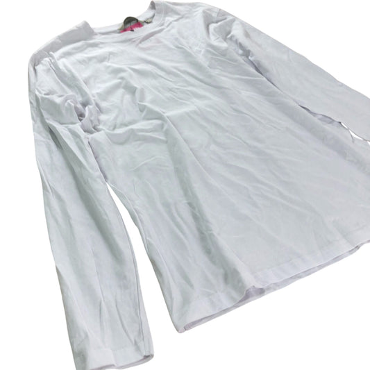 Long Sleeve T-Shirt White 100 Percent Cotton Basic Top Medium