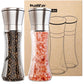 WallEgo Salt And Pepper Mill Set Adjustable Coarseness Glass And Stainless Steel