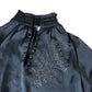 Branded Black Satin Embellished Blouse - Size 8