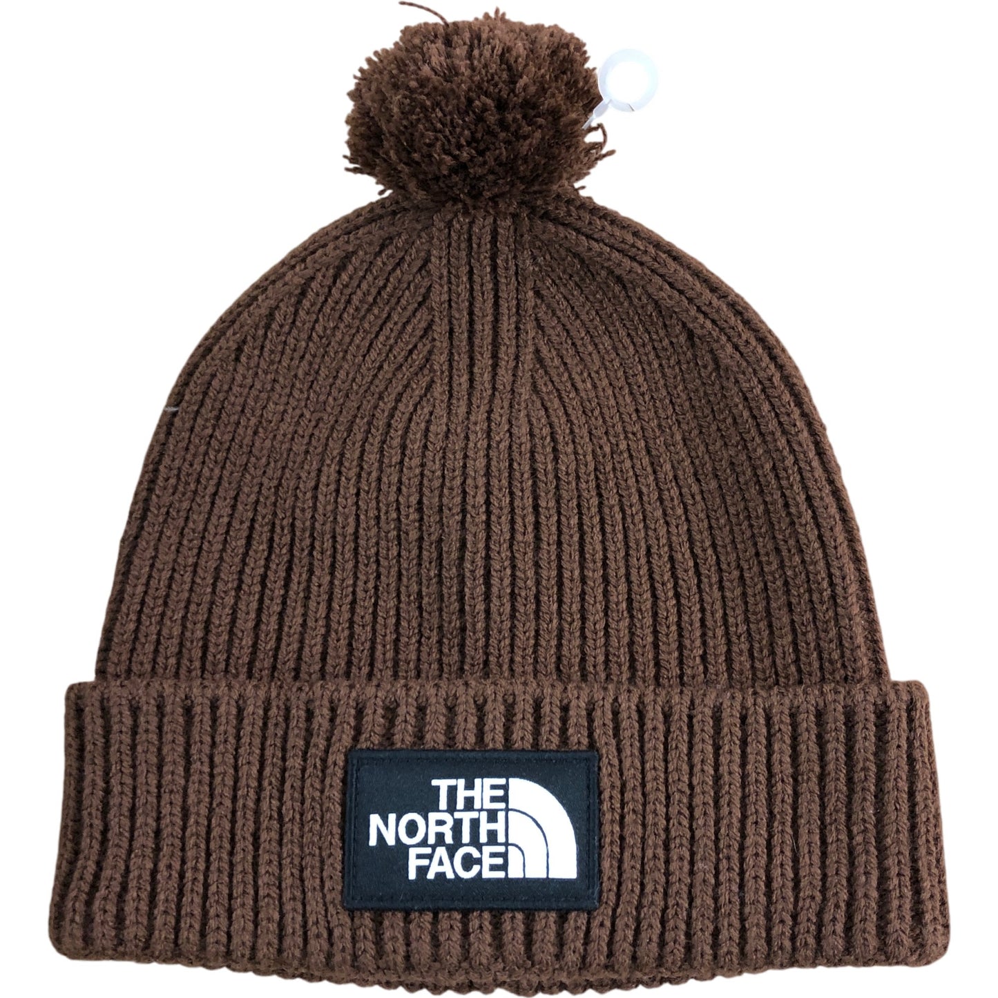 The North Face Brown Beanie Hat One Size Unisex Warm Ribbed Knit Pom Pom