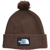 The North Face Brown Beanie Hat One Size Unisex Warm Ribbed Knit Pom Pom