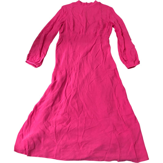 Pink Long Sleeve Maxi Dress With Gathered Sleeves Size 12