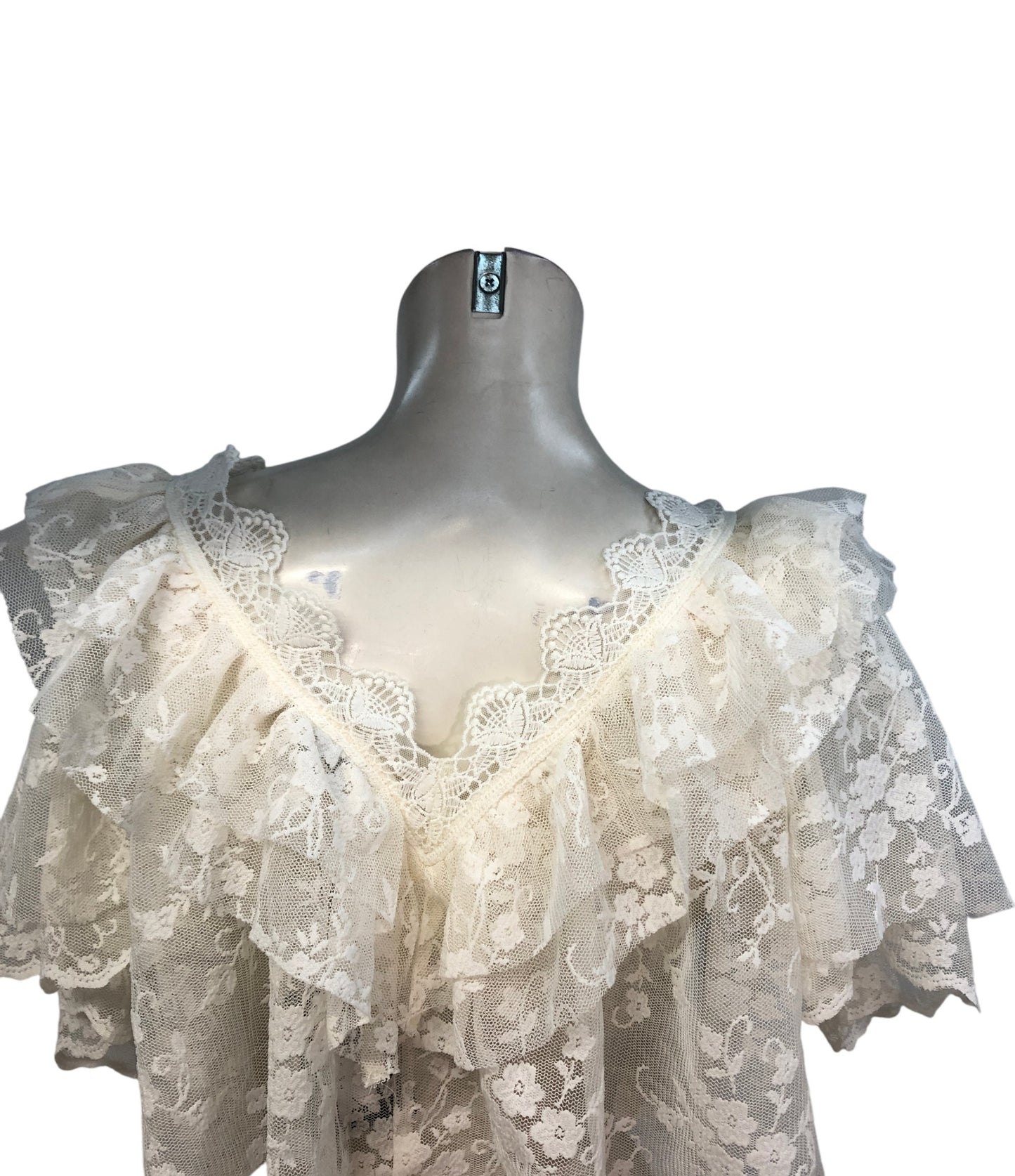 Rivers Island Cream Lace Frill Blouse UK10 Women's Short Sleeve Top Casual