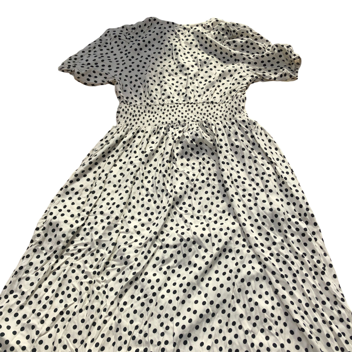 Baukjen Polka Dot Dress UK12 Women's Short Sleeve Relaxed Fit Soft White