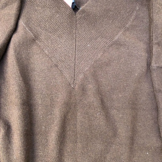 River Island Brown V Neck Sweater Women's Size 12 Medium Knit Long Sleeves