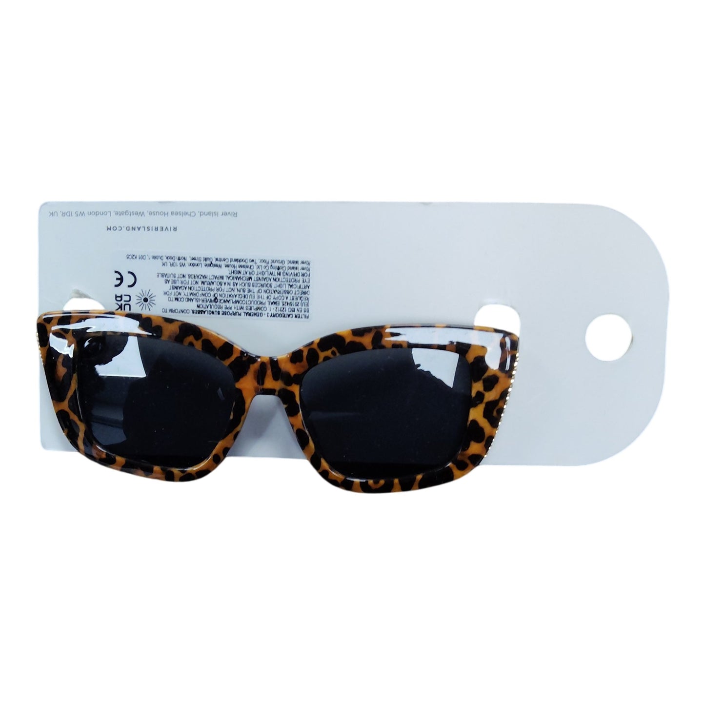 River Island Leopard Print Cat Eye Sunglasses Women's Retro Fashion Accessory