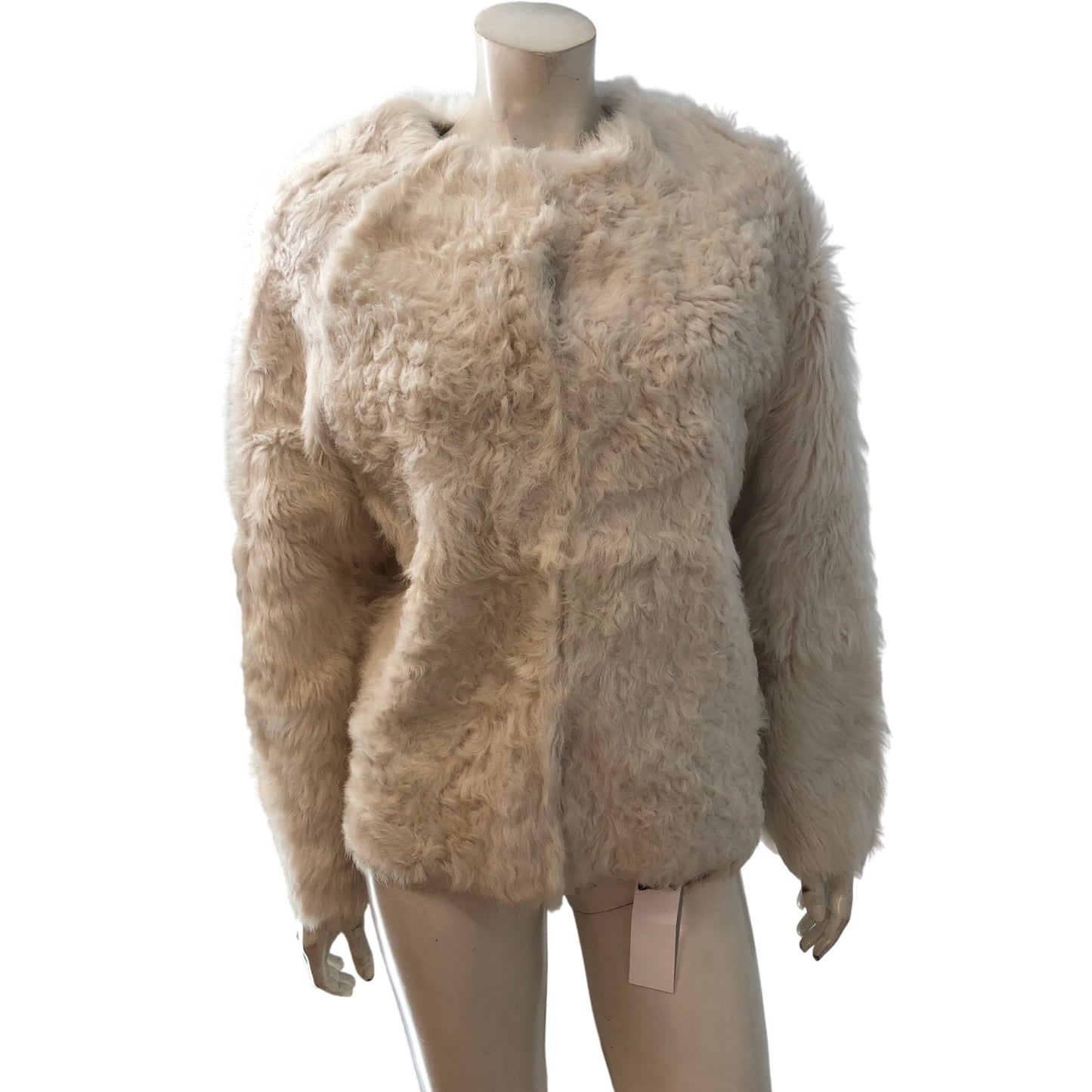 Curly Sheepskin Short Coat M/L Women's Ivory Thick Warm Furry Outerwear