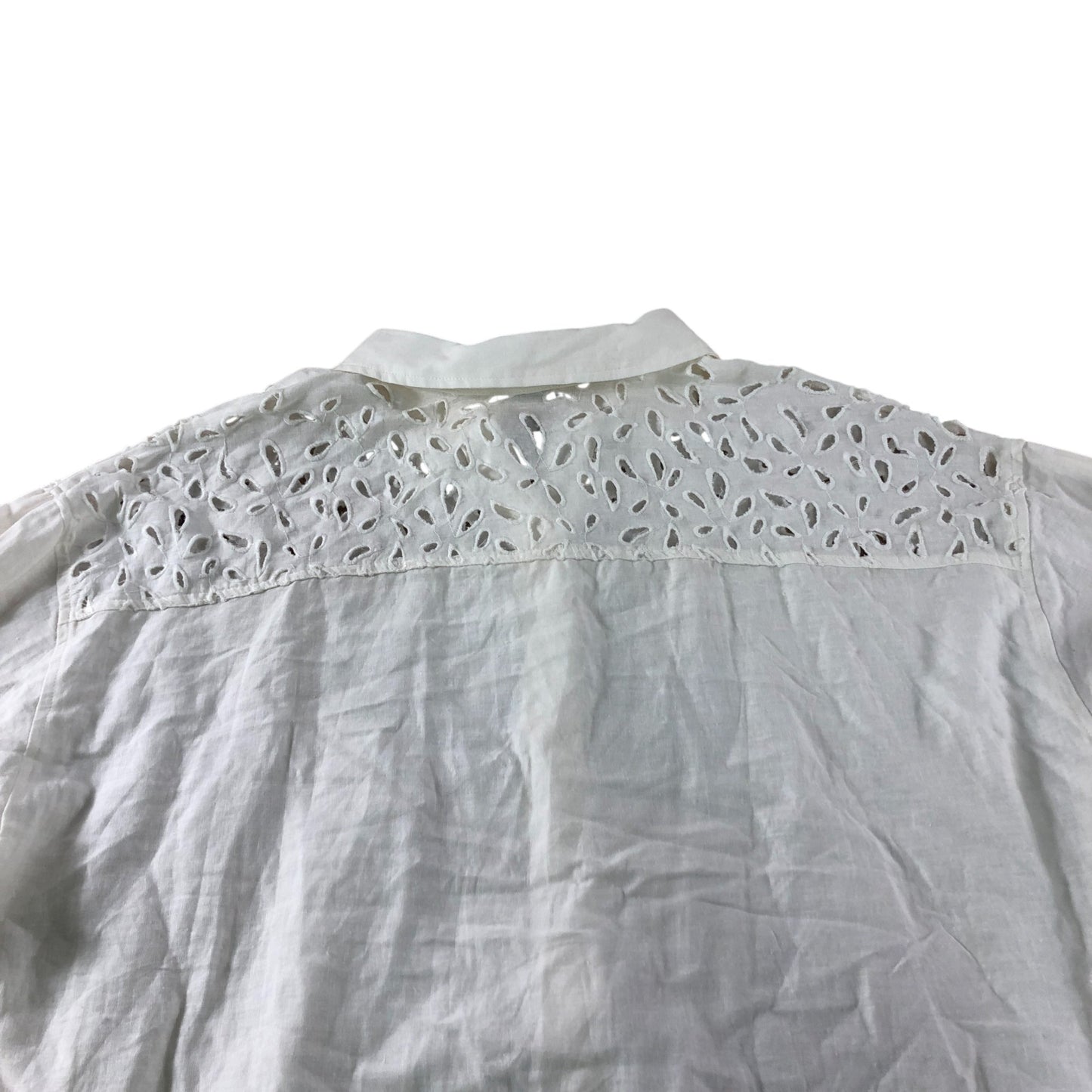 Cotton Club White Broderie Anglaise Shirt - Size 14