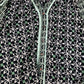 Floral Print Blouse UK10 Women's Long Sleeve Viscose Black Green