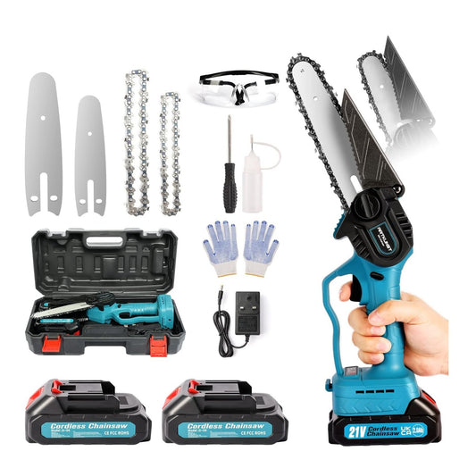 X-Cotec 6 Inch Mini Chainsaw Electric Saw for Cutting Wood with Gloves