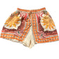 River Island XS Women's Floral Print Elasticated Shorts Orange Beige