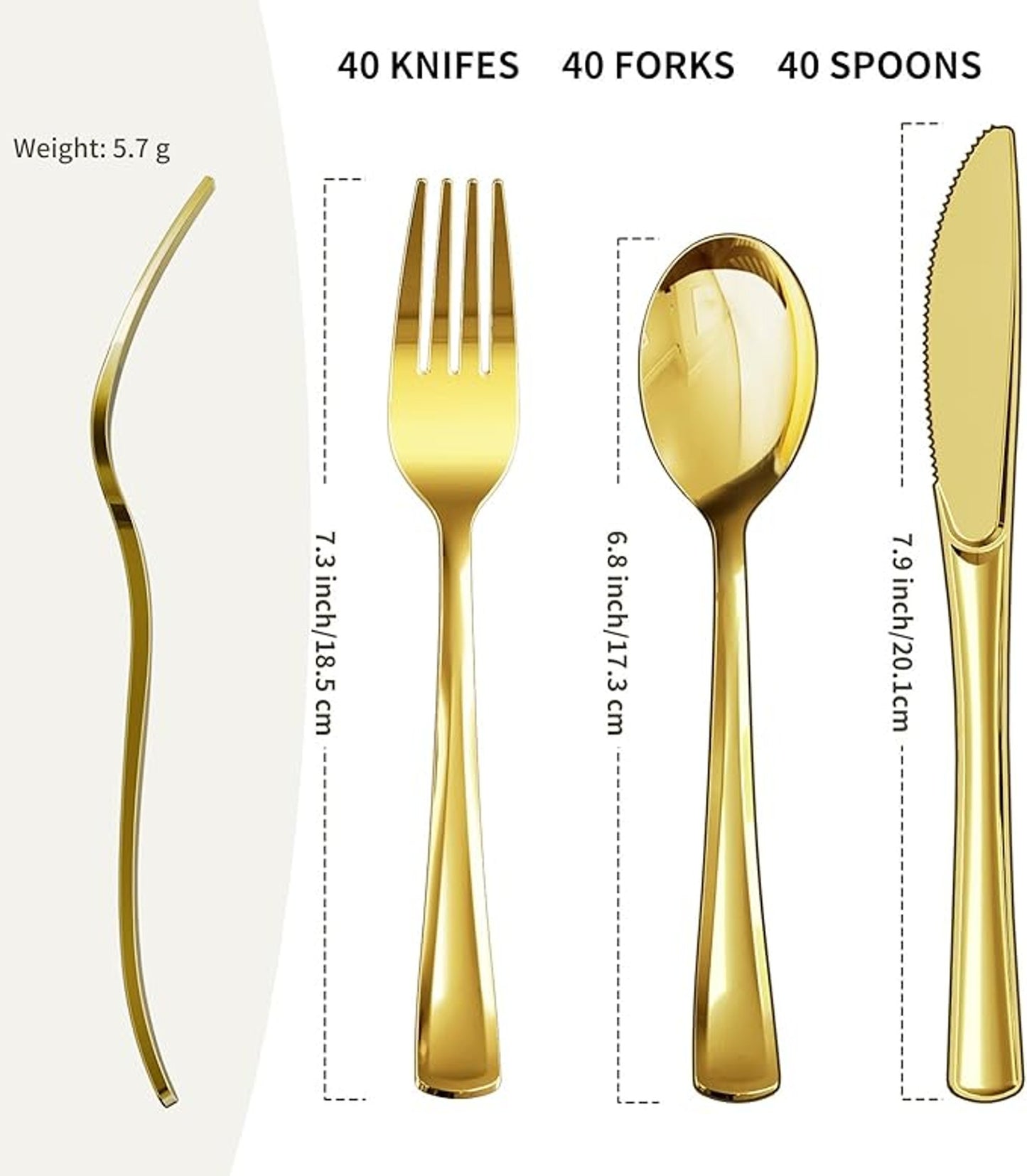 PYAILI 120 Piece Gold Cutlery Set 40 Forks 40 Spoons  Heavy Duty Reusa