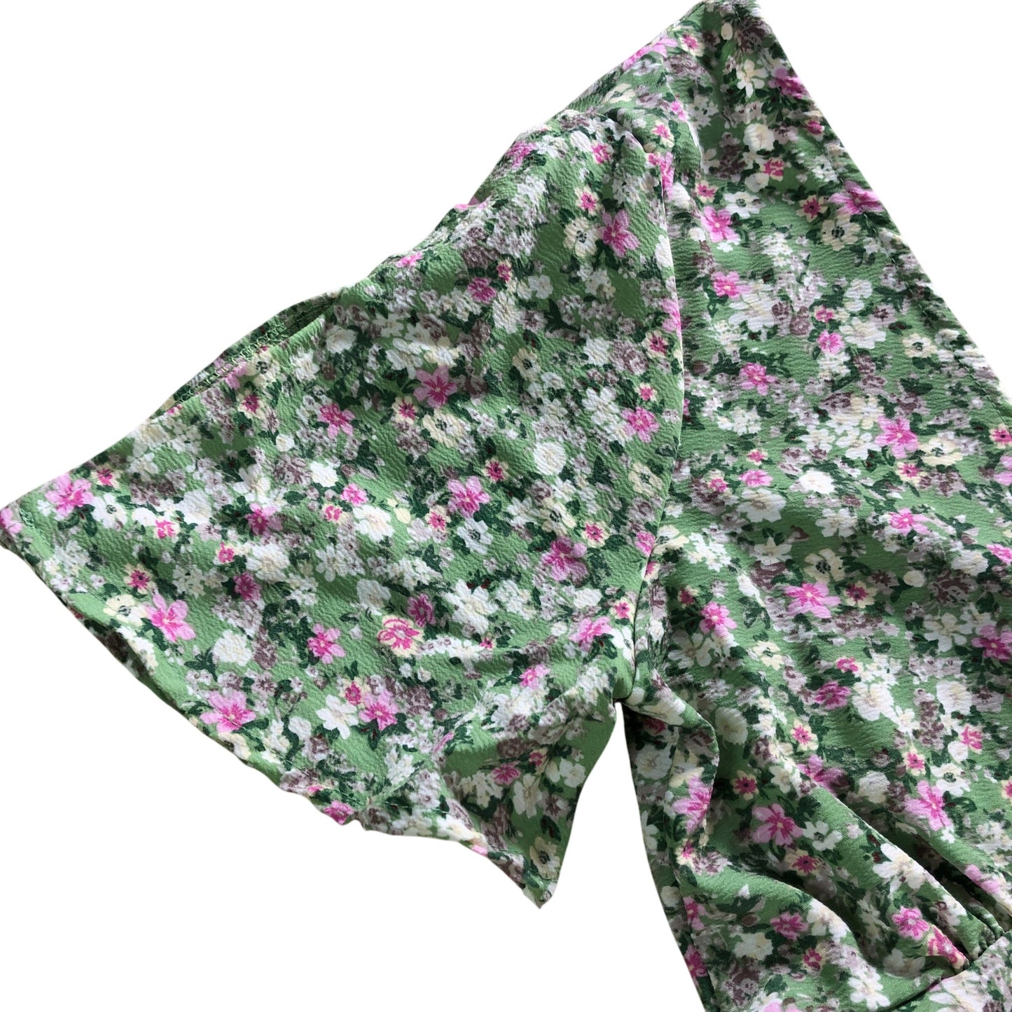 Brave Soul Floral Print Maxi Dress XS Women's Short Sleeve V Neck Green