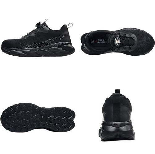 QQSQ LRH-SU7 Steel Toe Cap Safety Trainers Black Lightweight Comfort UK8