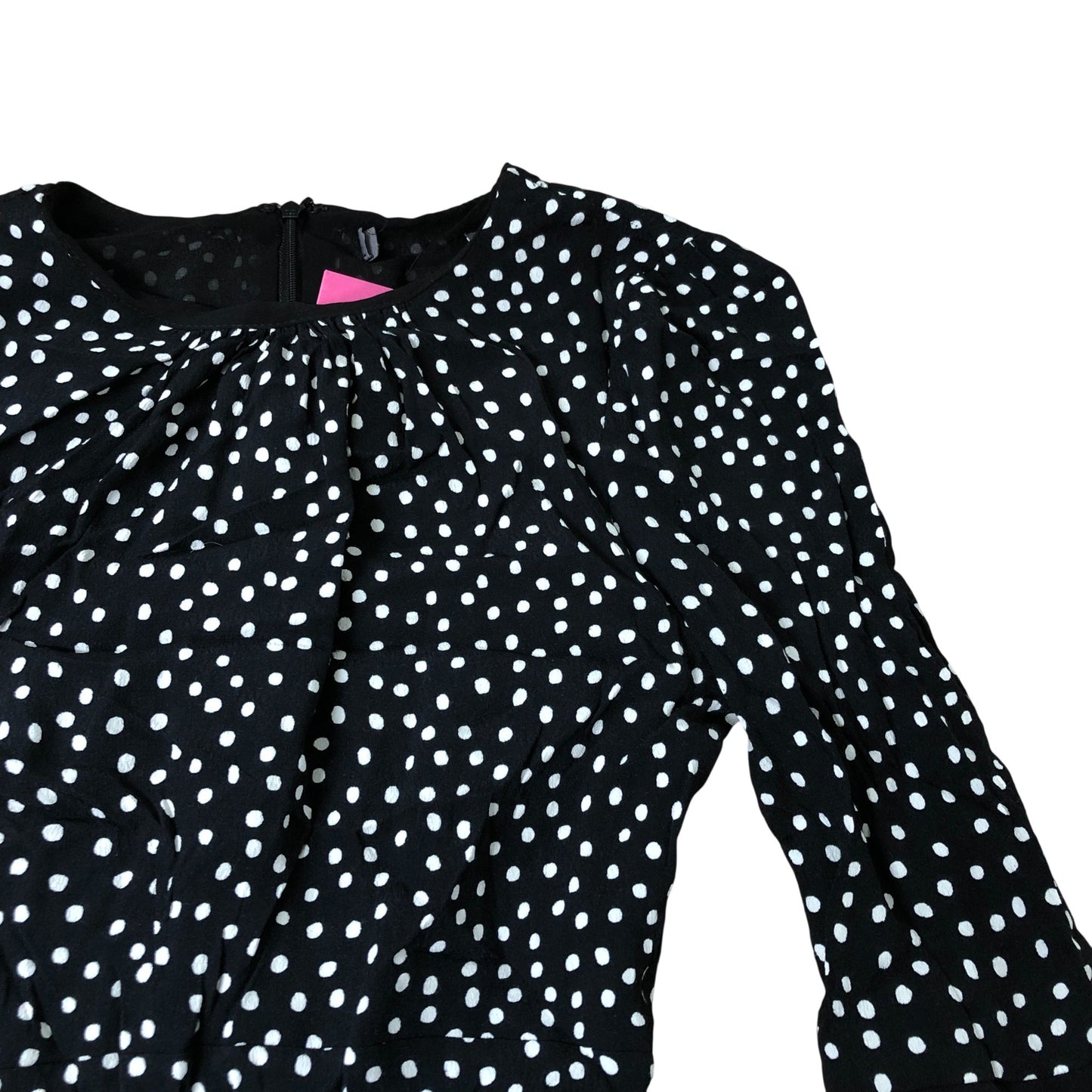 Black Polka Dot Dress Ruffle Bell Sleeve Smock Style Size 8