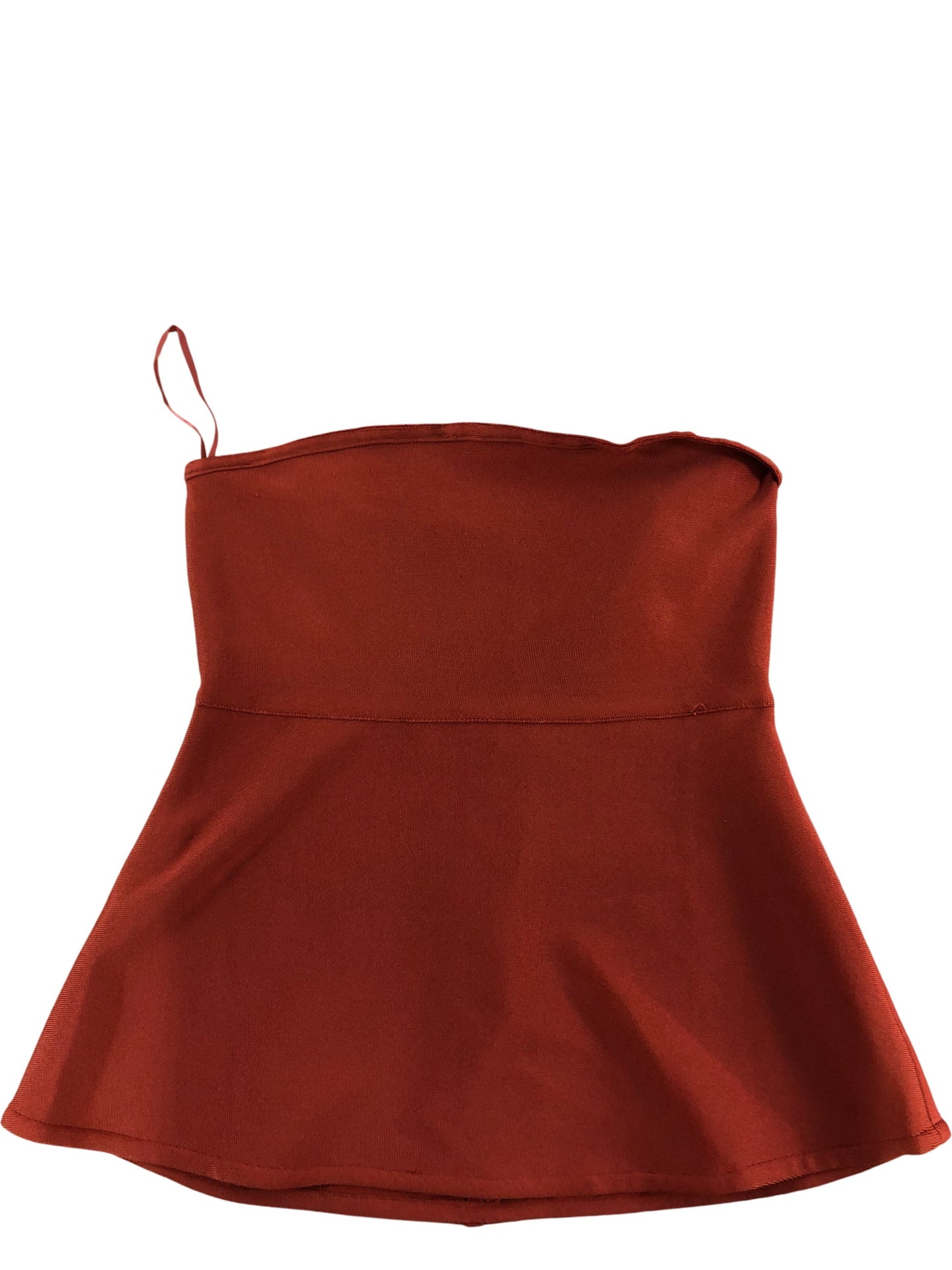 River Island Studios Strapless Top UK M Women's Orange/Red Flared Peplum Style