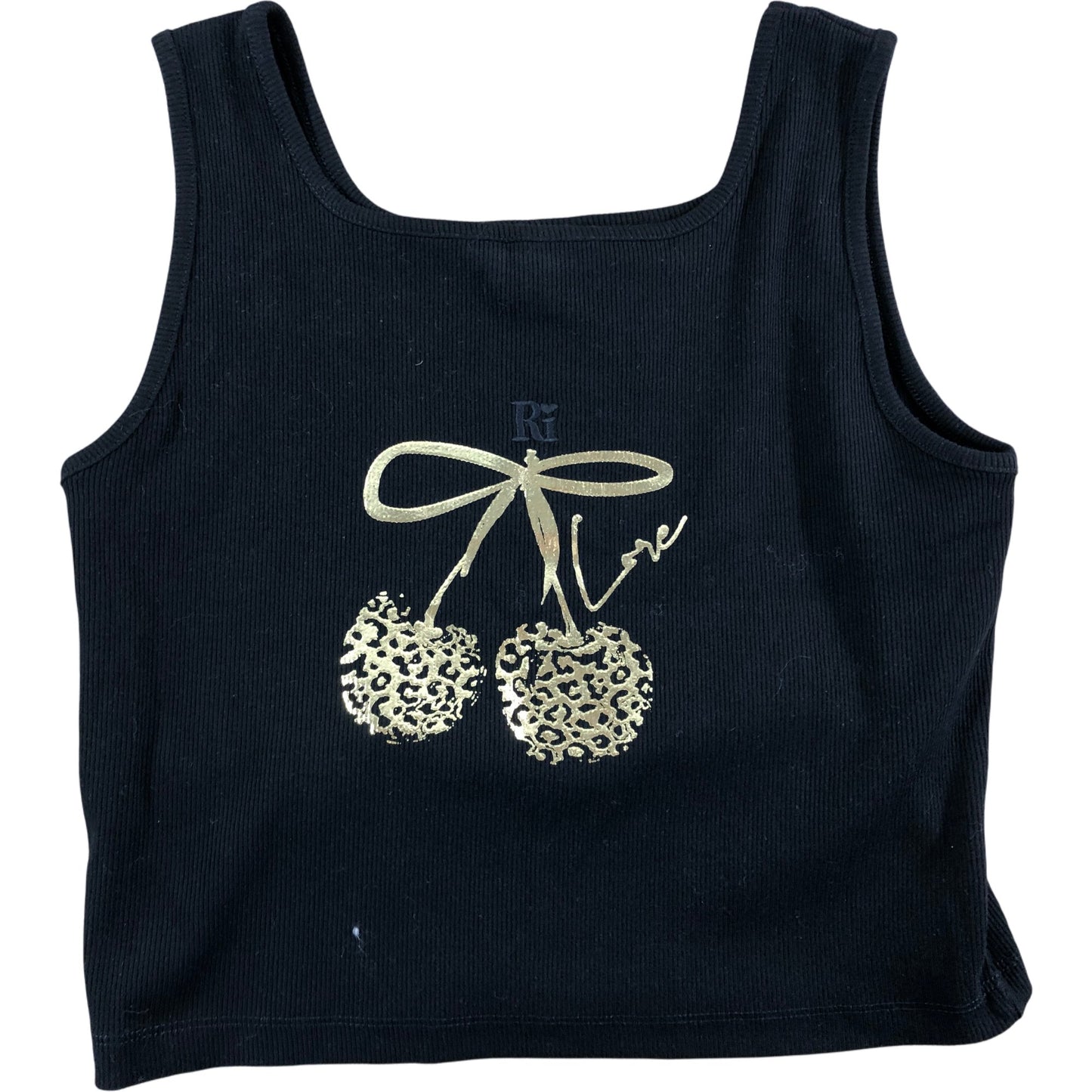 River Island Girls Black Tank Top Age 13-14 Years Leopard Print Design