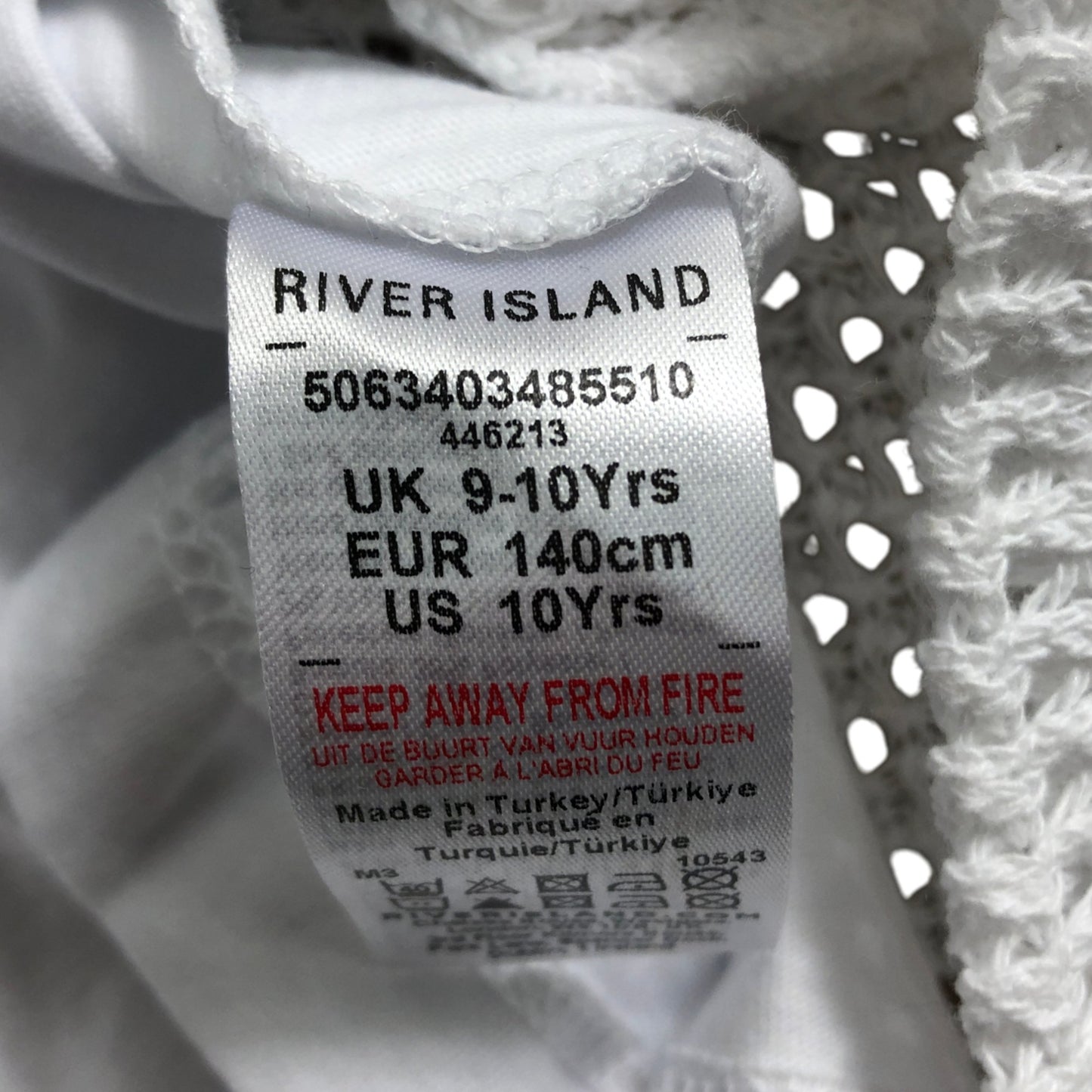 River Island White Mesh Pullover Hoodie 9-10 Years Girls Activewear Top Style