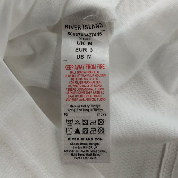 Palais Dept Studio Club T-Shirt UK Size M Men's White Cotton Casual Top