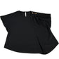 River Island UK12 Women's Black Short Sleeve Top with Button Detail