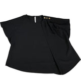 River Island UK12 Women's Black Short Sleeve Top with Button Detail