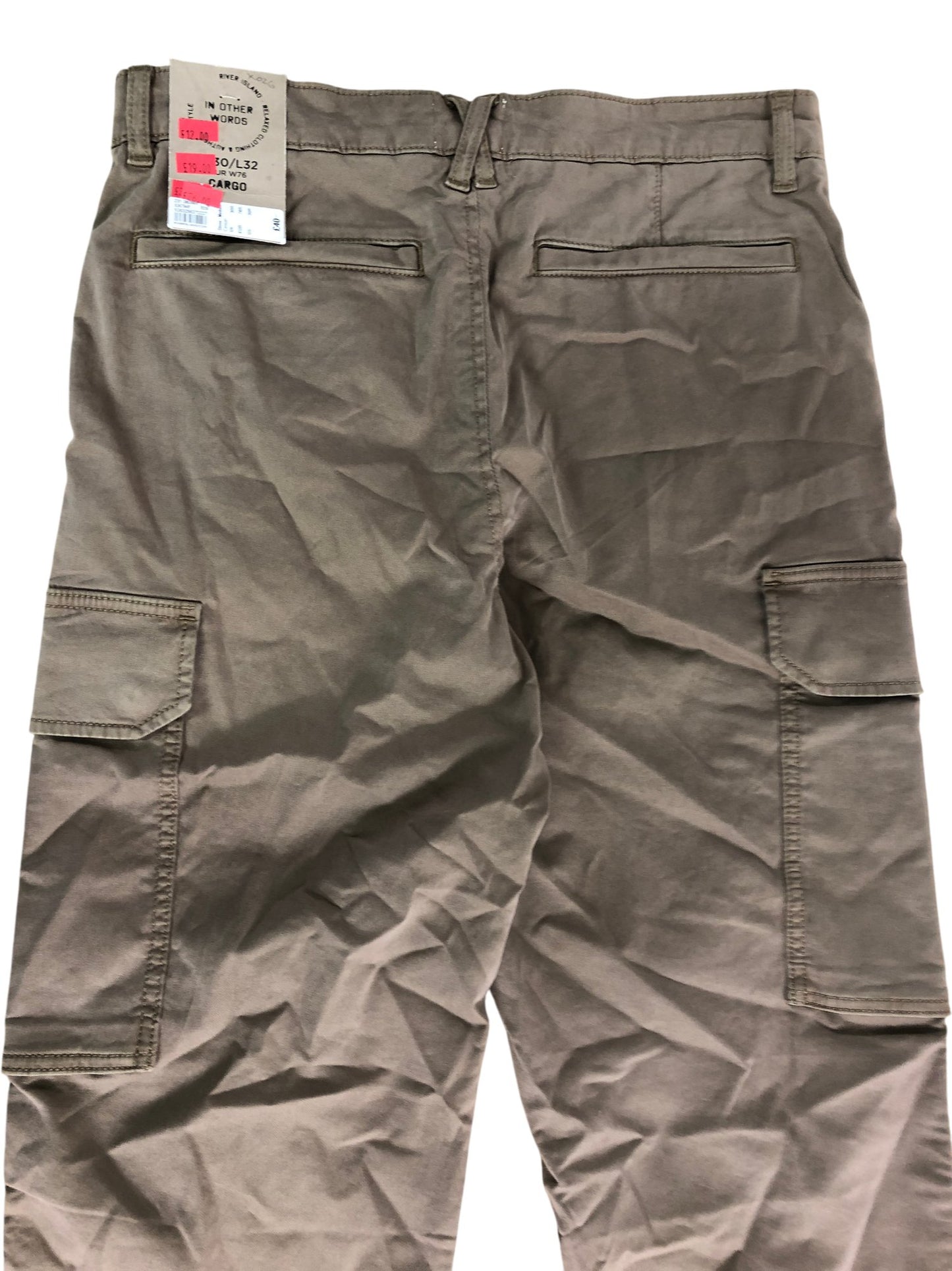 River Island Cargo Trousers W30 L32 Men's Beige Lightweight Casual Wear