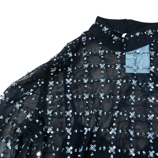 River Island Black Sequin Blouse Size 16