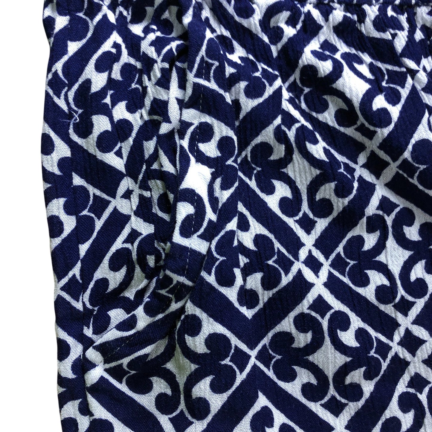 Boden Navy Crinkle Wide Leg Trousers - Size 12P
