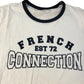 French Connection T-Shirt Small Women's Casual Cotton White Navy Trim