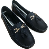 MecKiss Loafers UK4.5 Women's Comfy Flats Black With Gold Detail M1354 V2