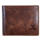 Bull Guard Leather RFID Blocking Bifold Wallet With Coin Pocket Forest Brown