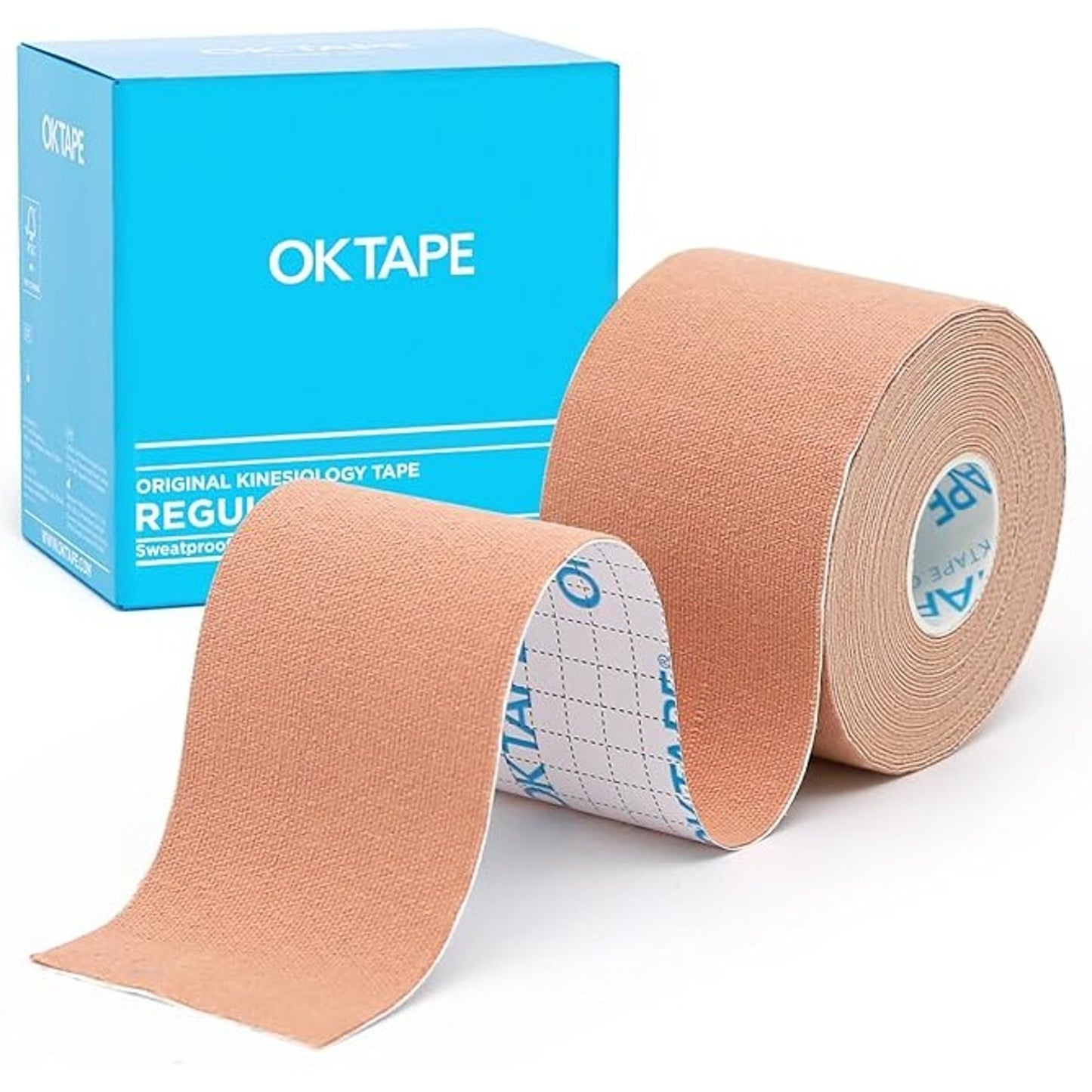 OK Tape Original Kinesiology Tape Regular 2in x 16.4ft Sweatproof Beige